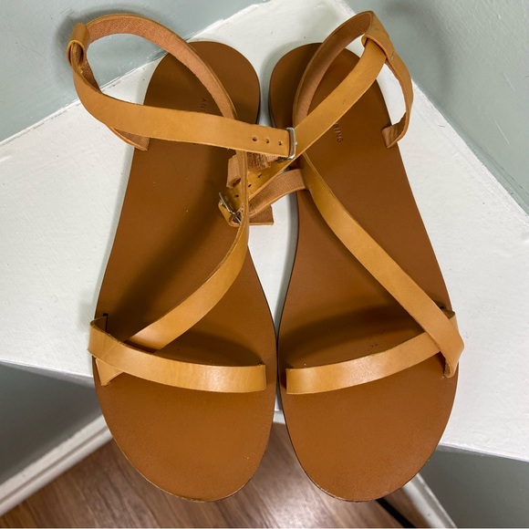 Anine Bing Rococo Flats Yellow Tan Leather Sandals Strappy Size 37 or 7 US - Picture 6 of 13